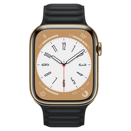 Часы Apple Watch Series 8, 45 мм Midniht Leather Link (Gold Stainless)