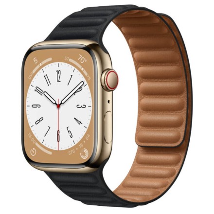 Часы Apple Watch Series 8, 45 мм Midniht Leather Link (Gold Stainless)