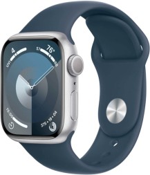 Apple Watch Series 9, 45 мм спортивный ремешок (грозовой синий), размер S/M