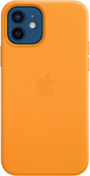 Кожаный чехол Apple MagSafe для iPhone 12/12 Pro (золотой апельсин)