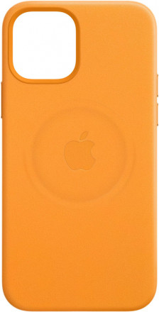 Кожаный чехол Apple MagSafe для iPhone 12 Pro Max (золотой апельсин)