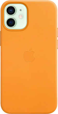 Кожаный чехол Apple MagSafe для iPhone 12 Mini (золотой апельсин)