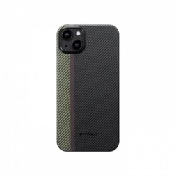 Чехол для iPhone 15 Pitaka Fusion Weaving MagEZ Case 4 Overture кевлар (черно-серый)