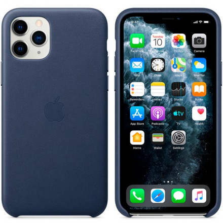 Чехол Apple iPhone 11 Pro Leather Case (темно-синий)