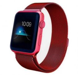 Металлический ремешок Milanese Band для Apple Watch Series 6 (красный) 40 мм