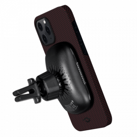 Кевларовый чехол Pitaka MagEZ Case для iPhone 12 Pro Max (черно-красный, шахматное плетение)